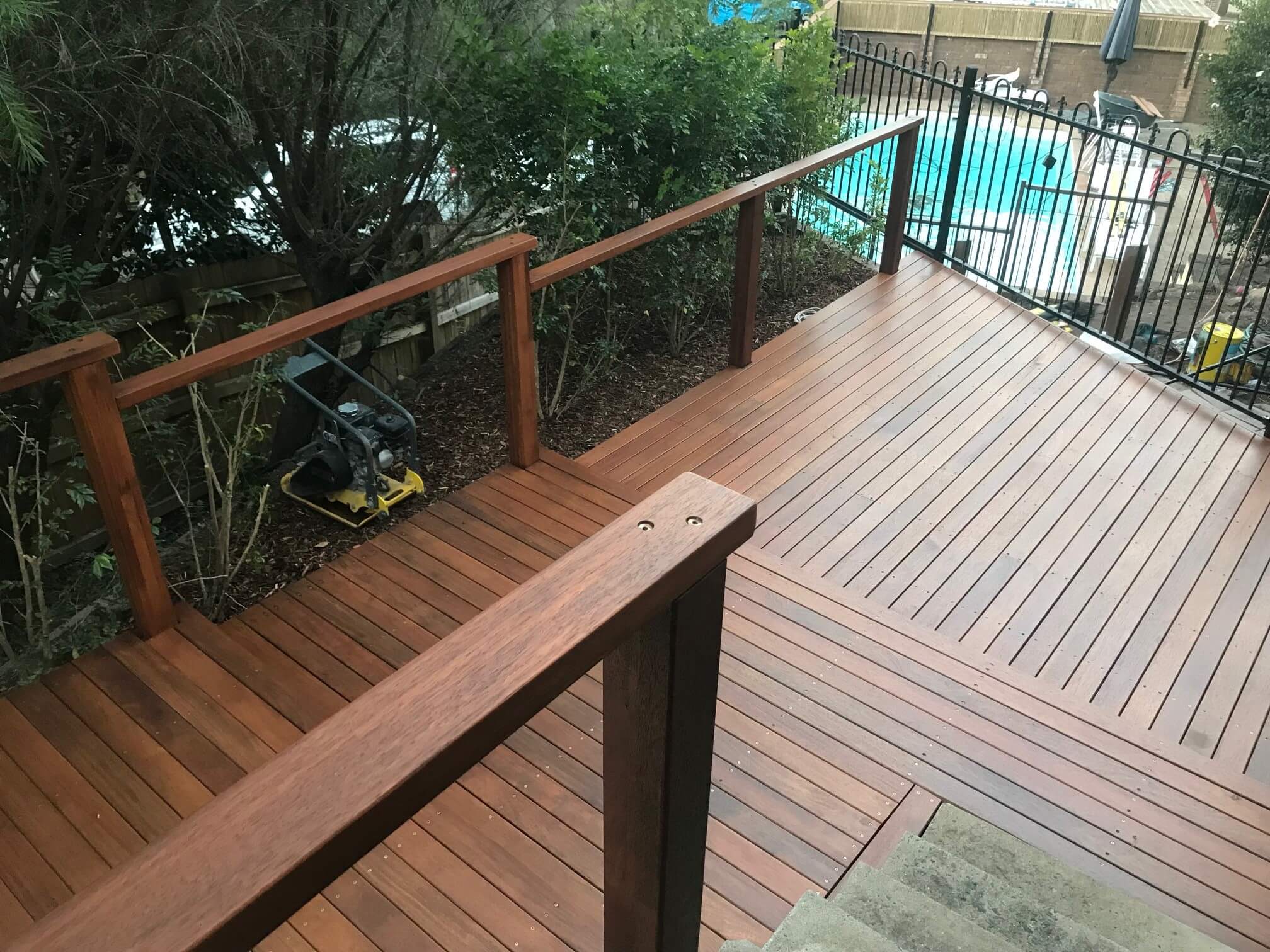 Hardwood timber deck split level