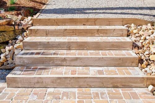 Timber clad paved stairs