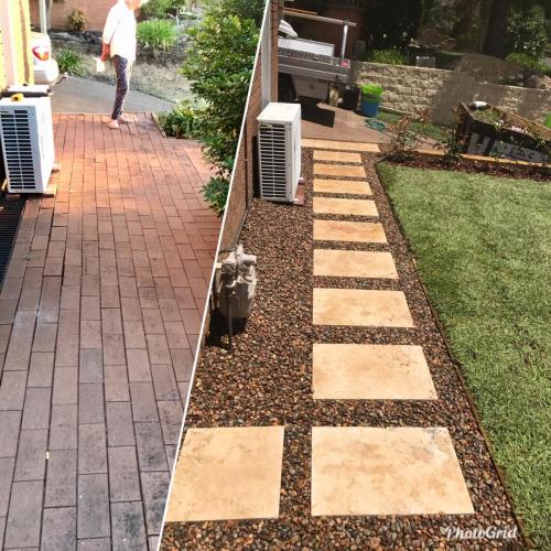 Winmalee retaining wall sloping block paving sandstone turf landscape construction blue mountains structural fresh perspective landscapes Winmalee 12