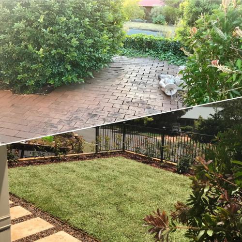 Winmalee retaining wall sloping block paving sandstone turf landscape construction blue mountains structural fresh perspective landscapes Winmalee 14