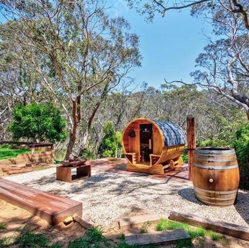 outdoor timber spa and sauna