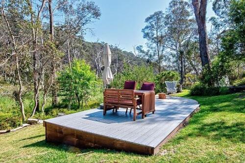 raised outdoor timber deck